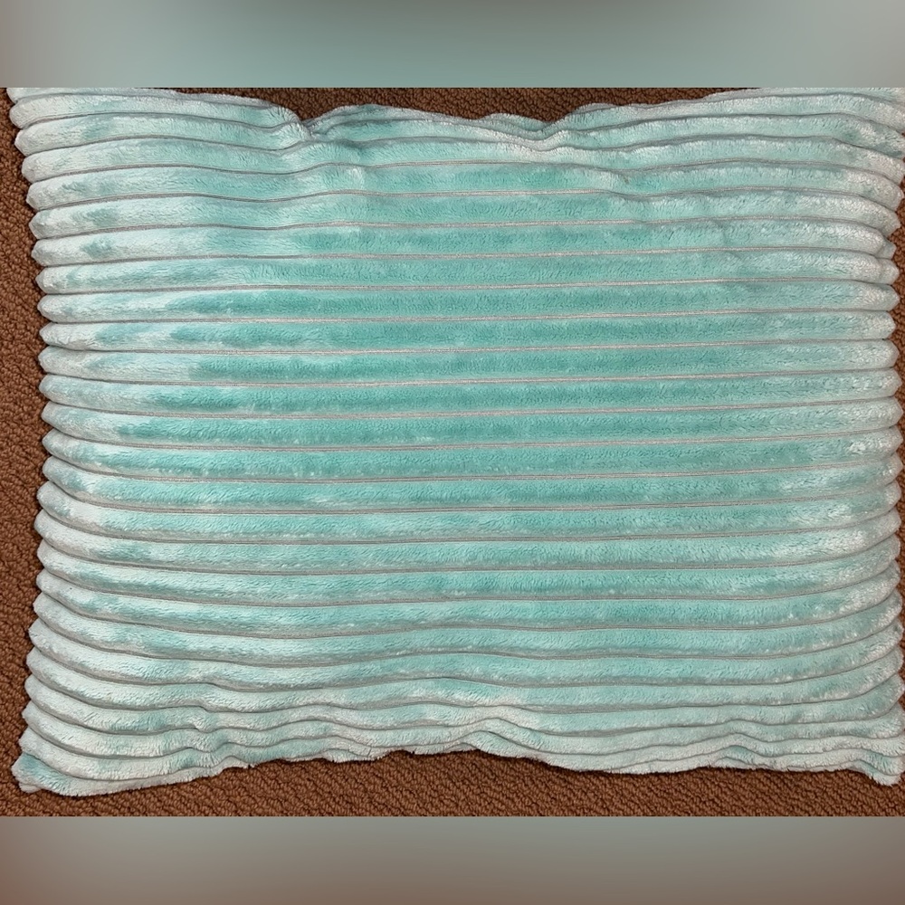 Turquoise aqua faux fur throw pillow